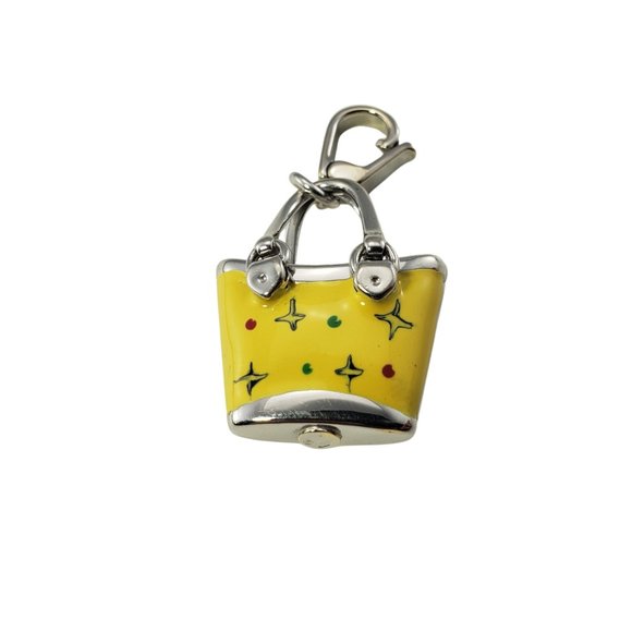 Vintage 18 Karat White Gold and Enamel Handbag Charm #11564 - Picture 4 of 7